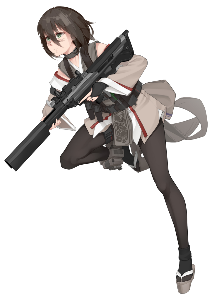 Anime Girl with Gun Action Pose Clipart
