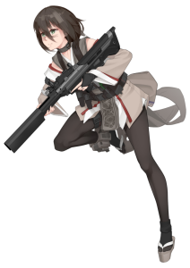 Anime Girl with Gun Action Pose Clipart