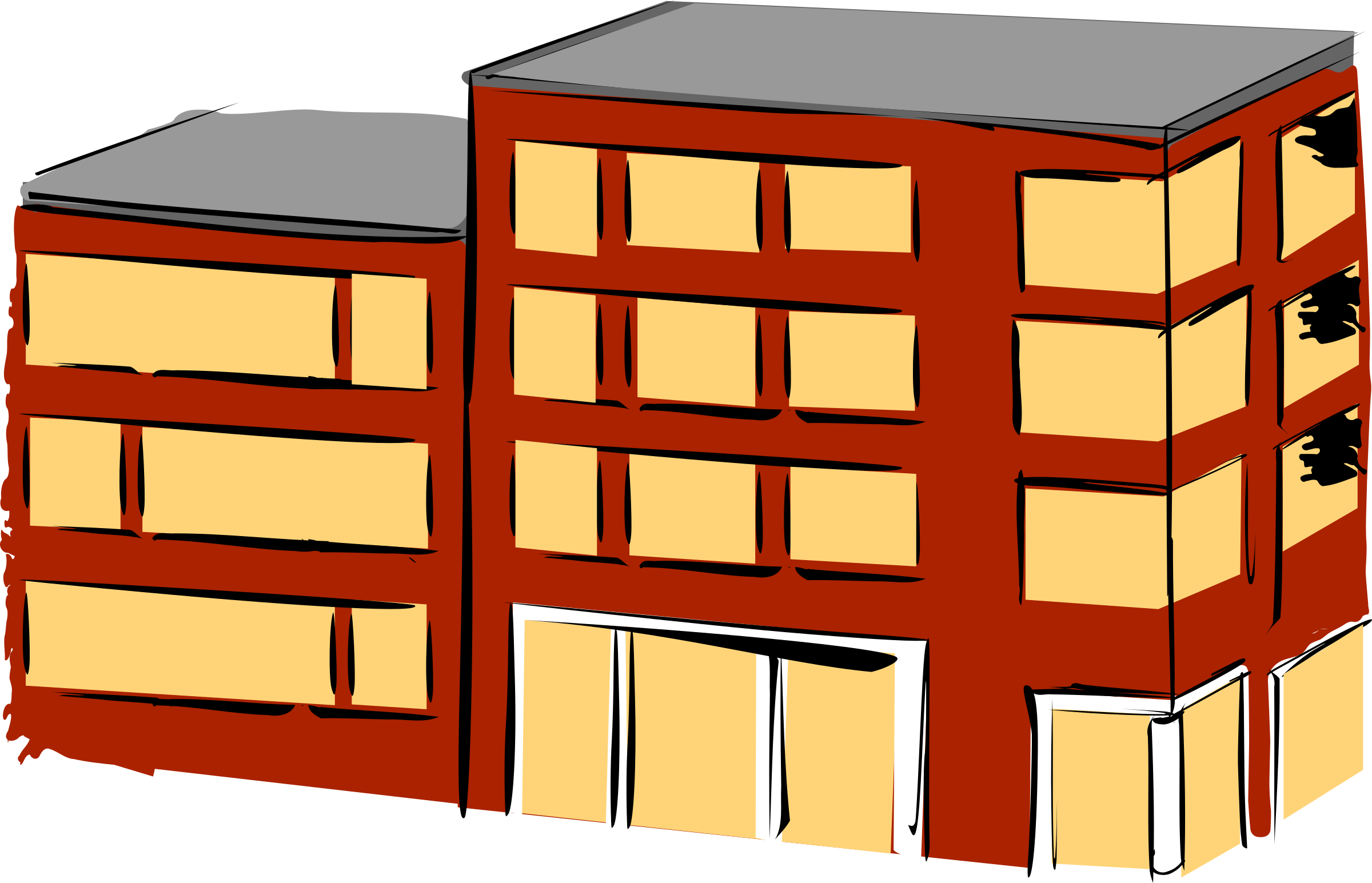 Cartoon Red Apartment Building Clipart