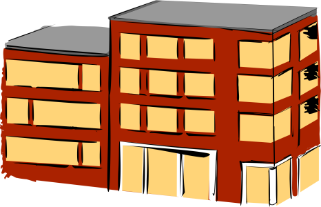 Cartoon Red Apartment Building Clipart