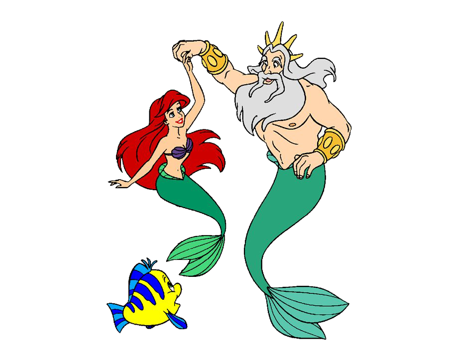 King Triton and Ariel Little Mermaid Clipart