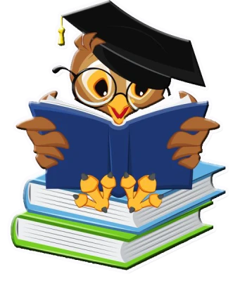Owl Reading Book with Graduation Cap Transparent Background