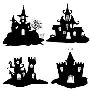 Haunted Castle House Silhouettes Clipart