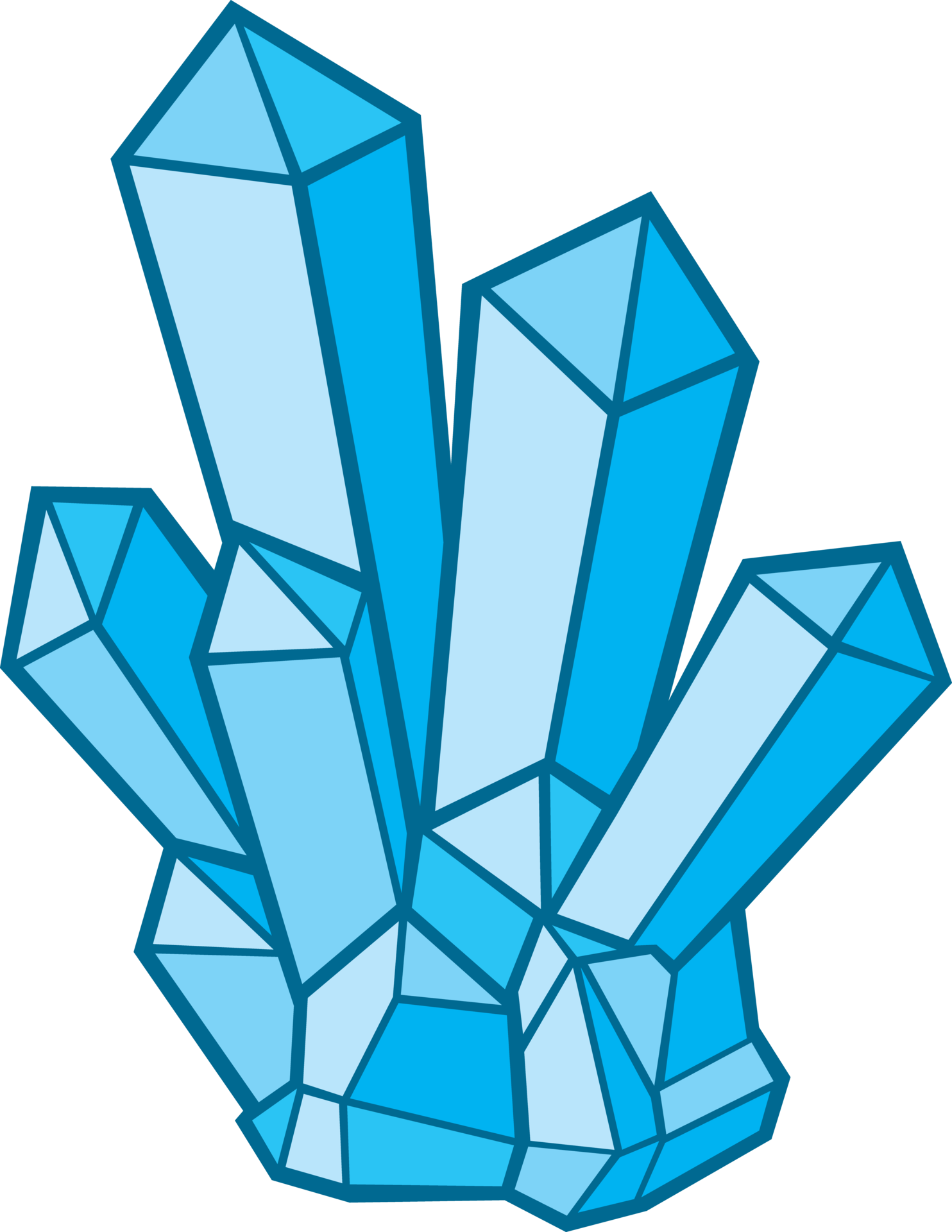 Blue Crystal Cluster PNG Image
