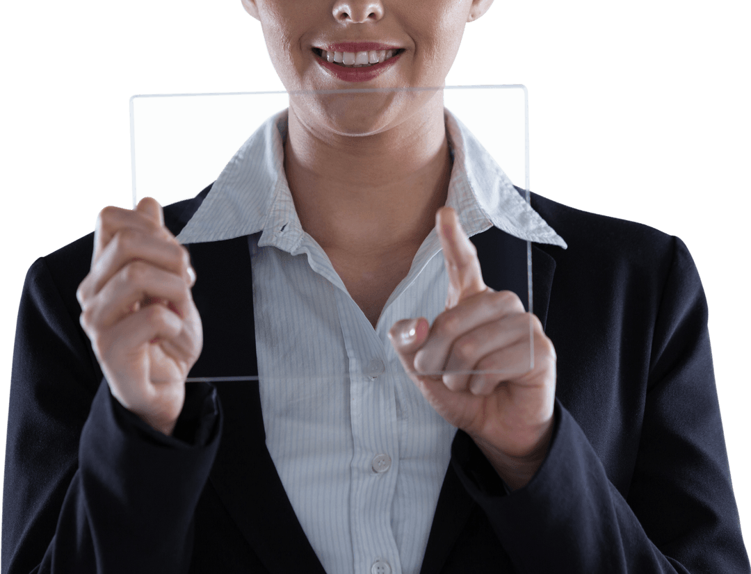 Businesswoman Glass Tablet Free PNG