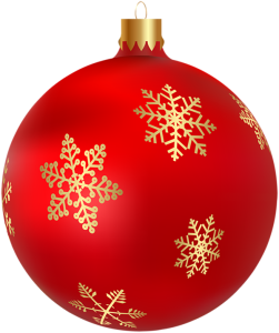 Red Christmas Bauble With Gold Snowflakes Clipart