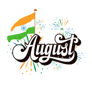 August Typography With Indian Flag Clipart