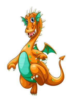 Cute Orange Cartoon Dragon PNG Image