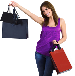 Happy Woman Holding Shopping Bags PNG Image