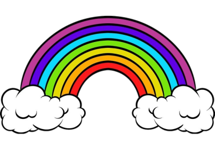 Colorful Rainbow With Clouds Free PNG