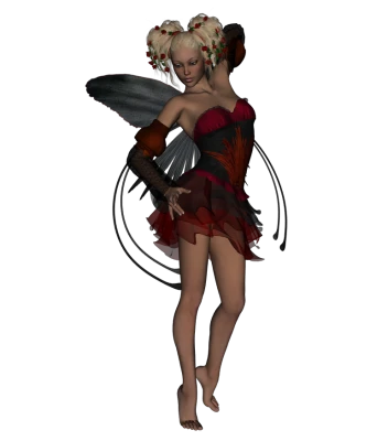 3D Gothic Fairy Character Transparent Background