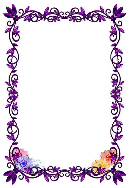 Purple Floral Ornate Border Frame Clipart