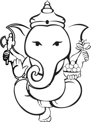 Ganesha Line Art Outline PNG Image