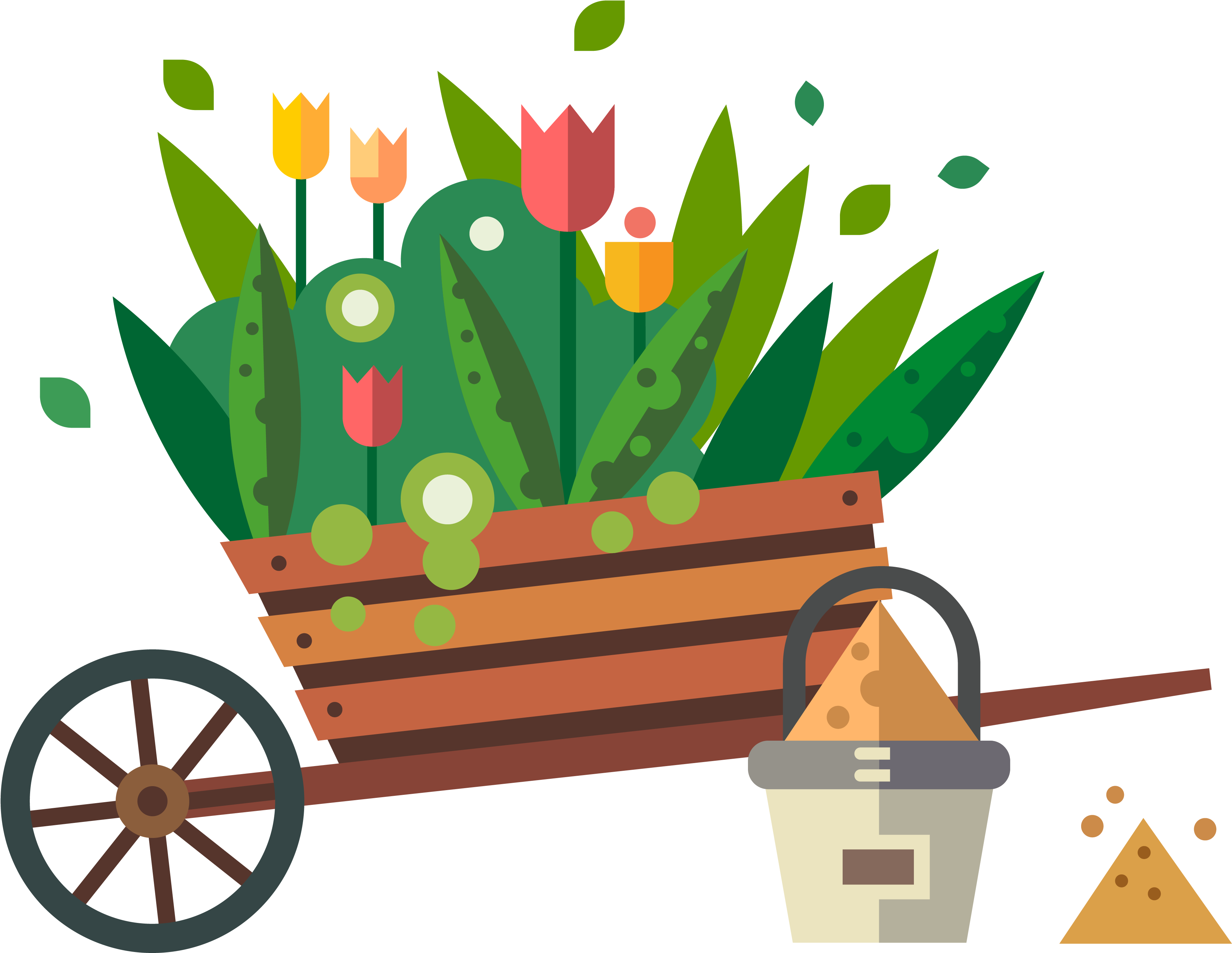 Wheelbarrow With Flowers Vector Clipart