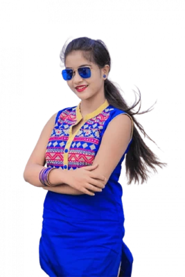 Young Indian Girl In Blue Dress Clipart