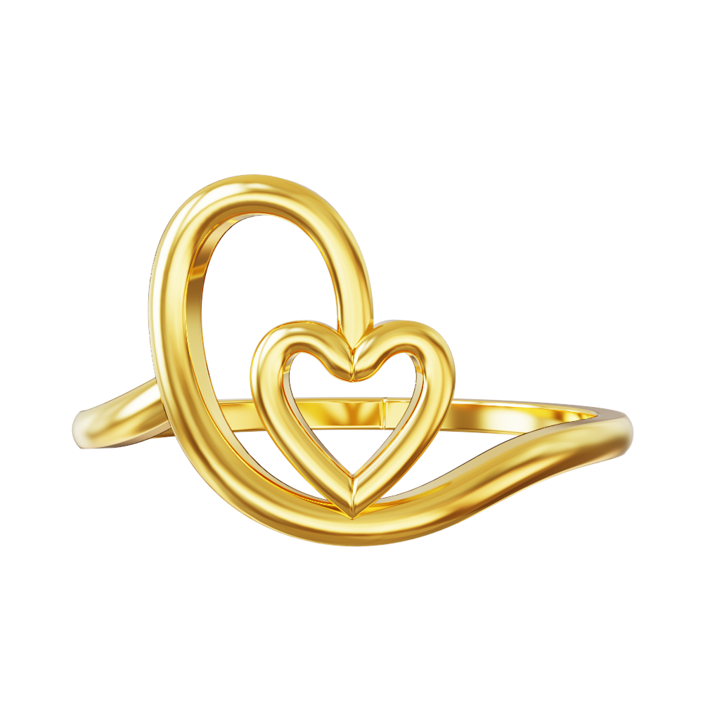 Gold Heart Shaped Ring Clipart
