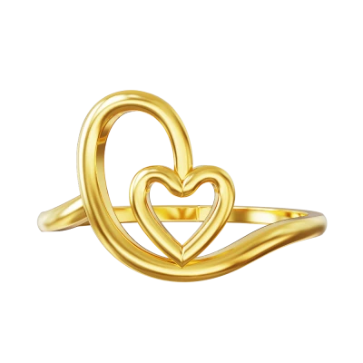 Gold Heart Shaped Ring Clipart