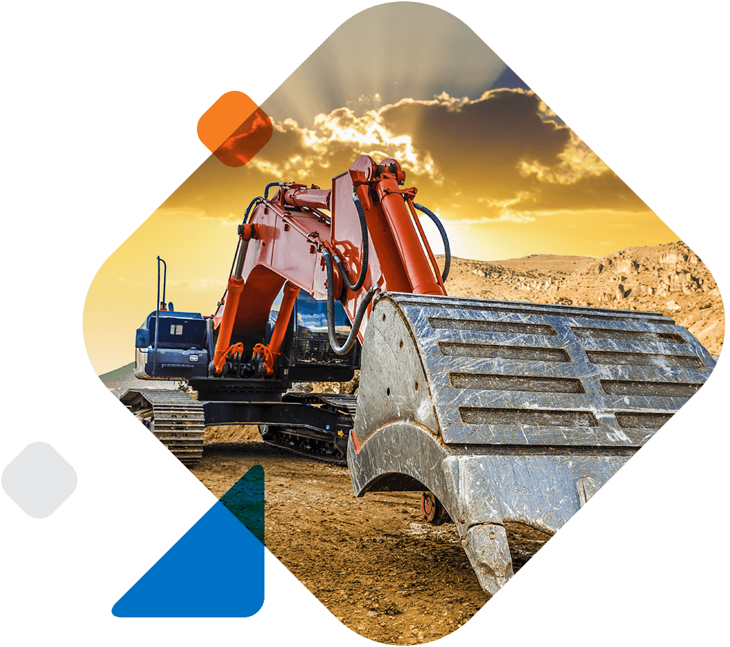 Orange Construction Excavator Machine Free PNG