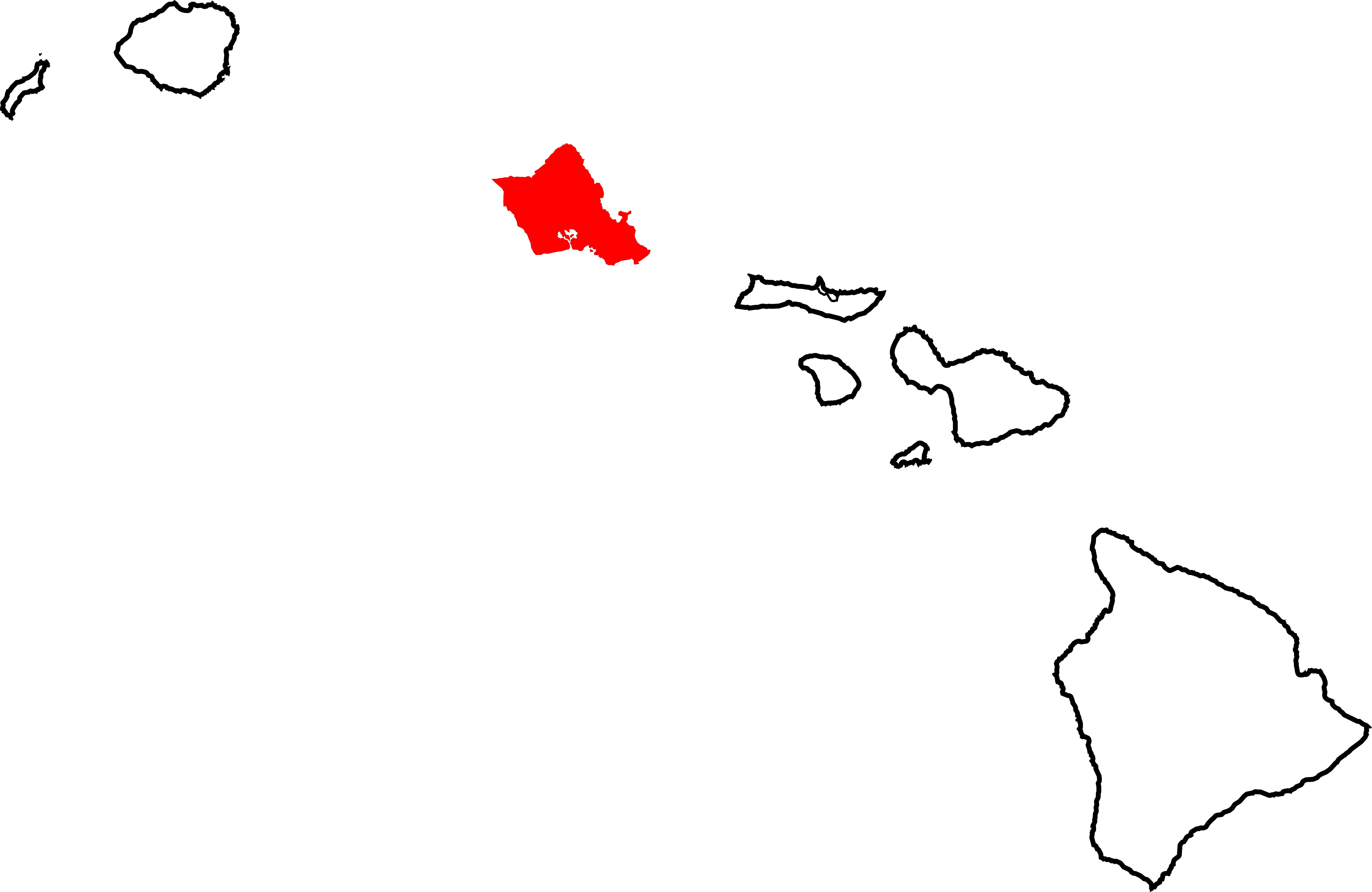 Hawaii Map Oahu Highlighted Clipart