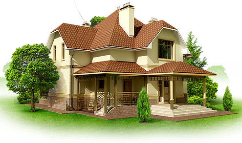 Large Suburban House 3D Model Clipart