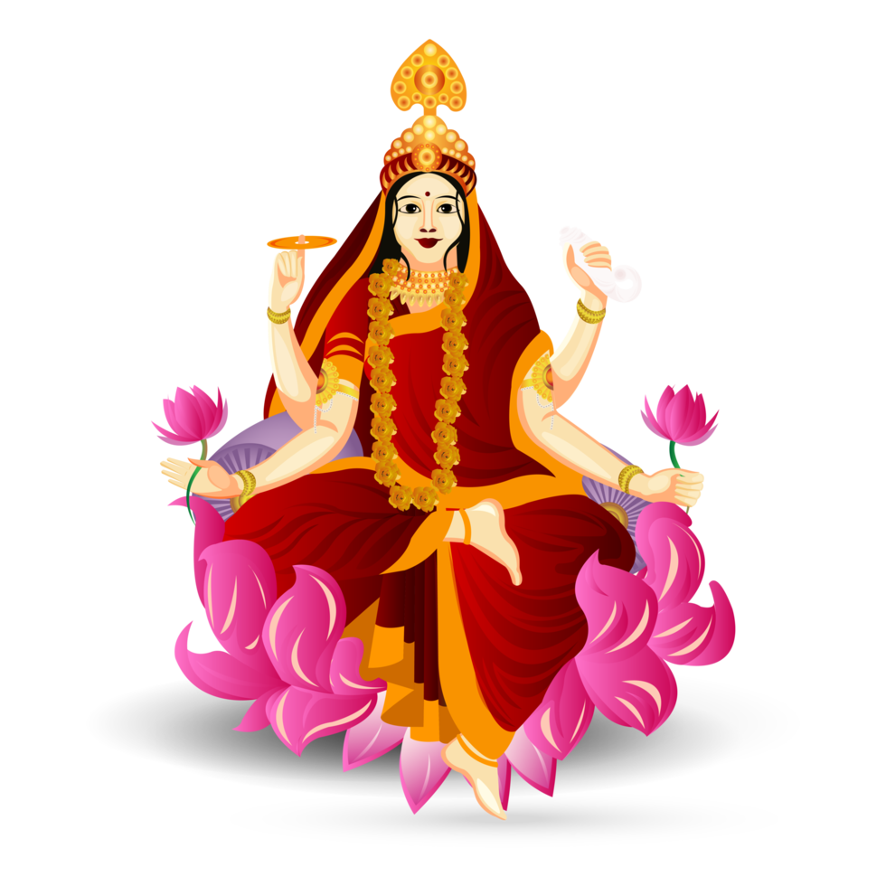 Hindu Goddess Lakshmi Illustration Clipart