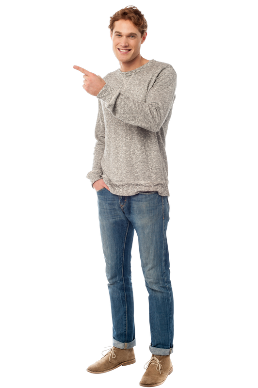 Casual Man Pointing Finger Free PNG