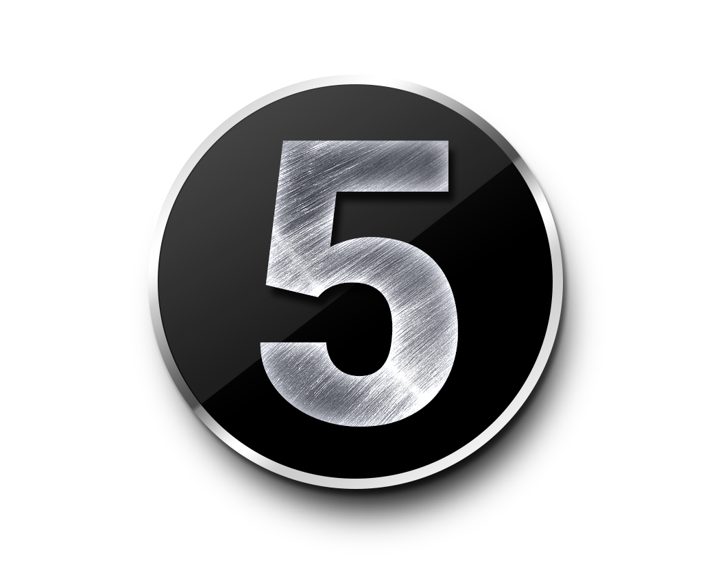 Metallic Number 5 Button Clipart