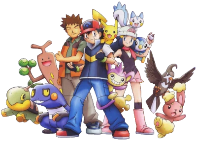 Pokemon Characters Group Ash Dawn Brock Free PNG