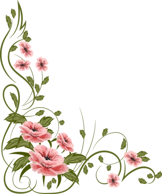 Pink Floral Corner Border Design Free PNG