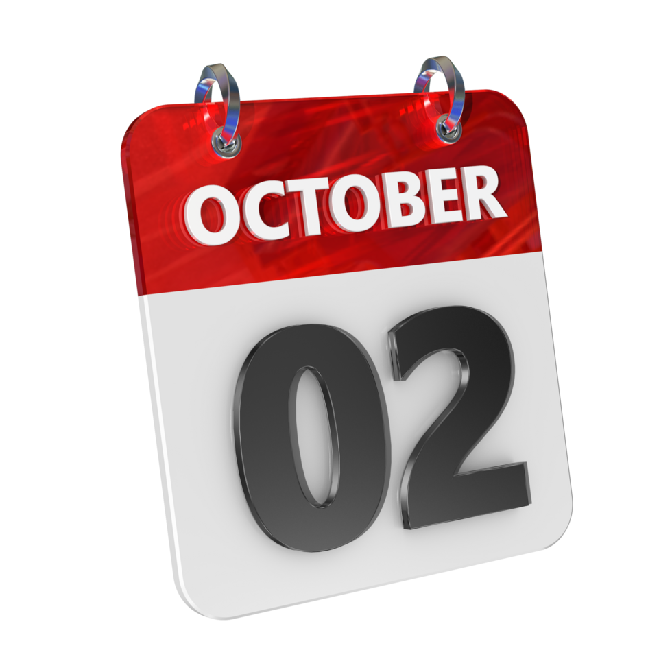October 2nd 3D Calendar Icon Free Download