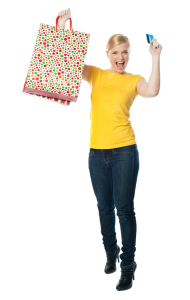 Happy Woman With Shopping Bag Credit Card Free Clipart