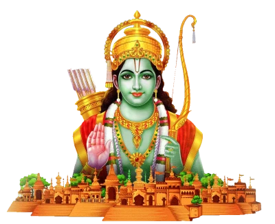 Lord Rama with Ayodhya Temple Illustration Free PNG