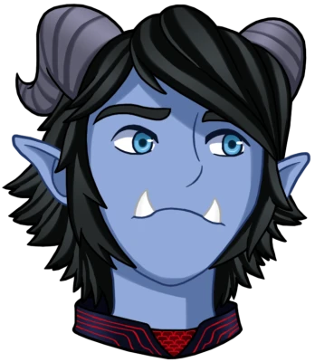 Blue Half-Orc Tiefling Boy Avatar PNG Image
