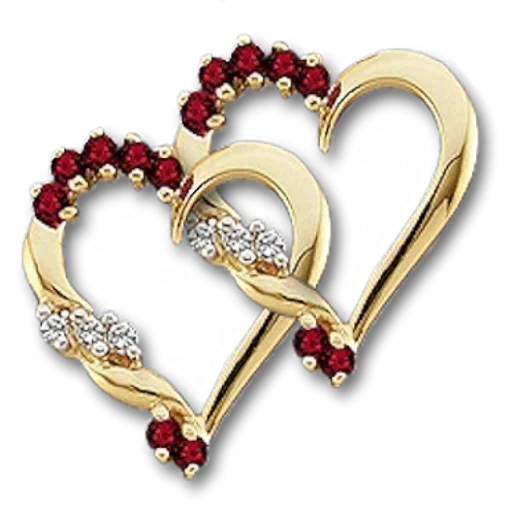 Gold Interlocking Double Heart Ruby Pendant Clipart