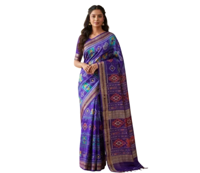 Indian Woman Wearing Purple Saree Free PNG