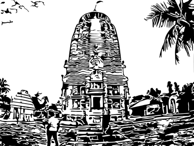 Hindu Temple Architecture Silhouette Clipart