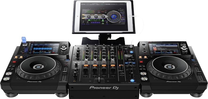 Pioneer DJ Mixing Deck with Tablet Clipart