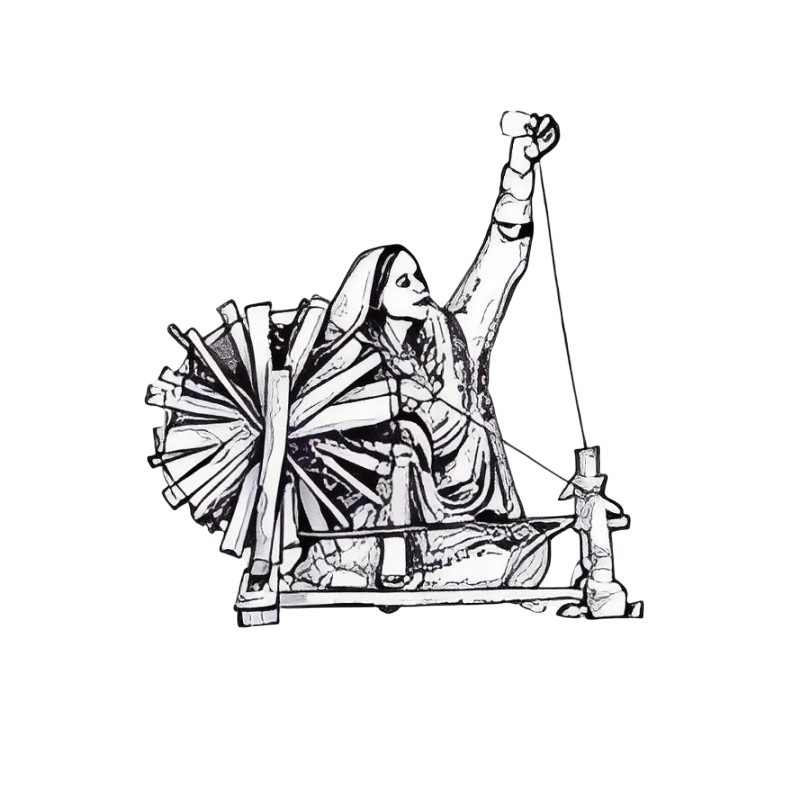 Woman Spinning Yarn on Charkha Clipart