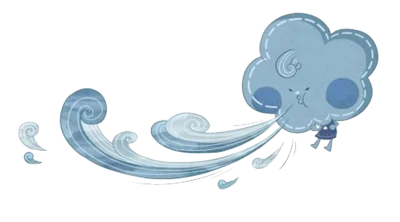 Cute Cloud Blowing Wind Cartoon Transparent Background
