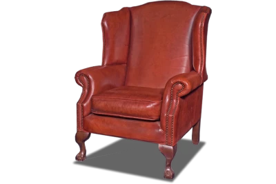 Red Leather Wingback Chair PNG Image