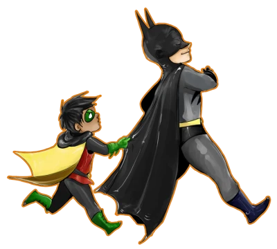 Batman And Robin Chibi Characters Transparent Background