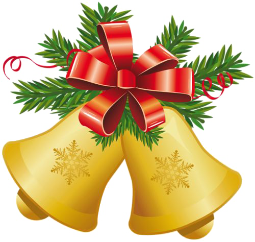 Golden Christmas Bells With Bow Free Clipart