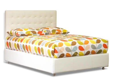 Modern White Bed With Colorful Bedding Free PNG