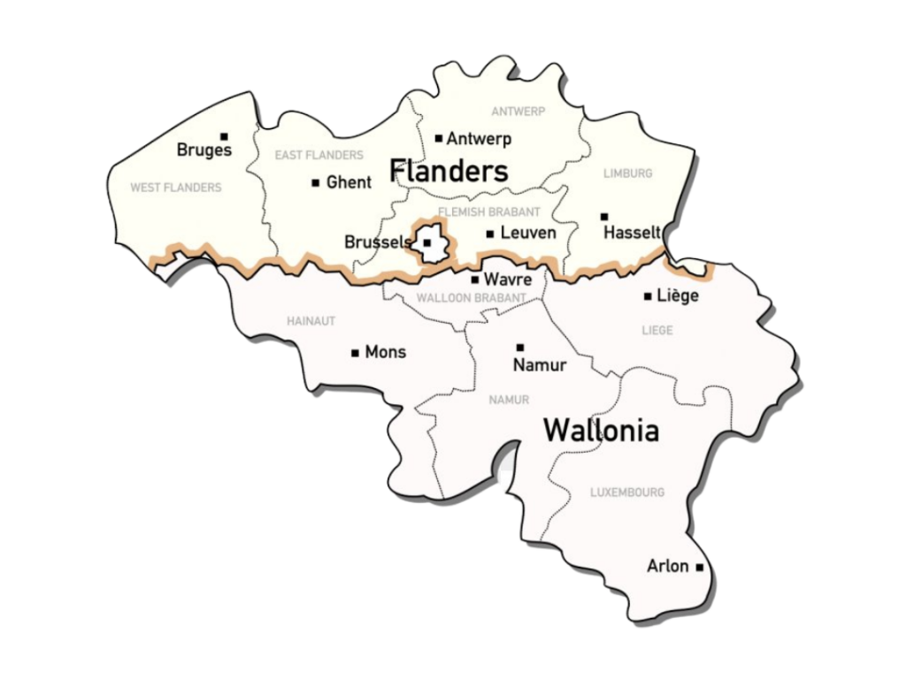 Belgium Map Flanders Wallonia Clipart