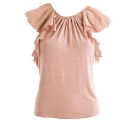 Pink Ruffle Blouse Womens Top Free PNG
