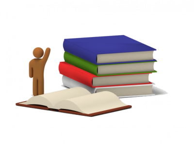 Stack Of Books With 3D Figure Clipart