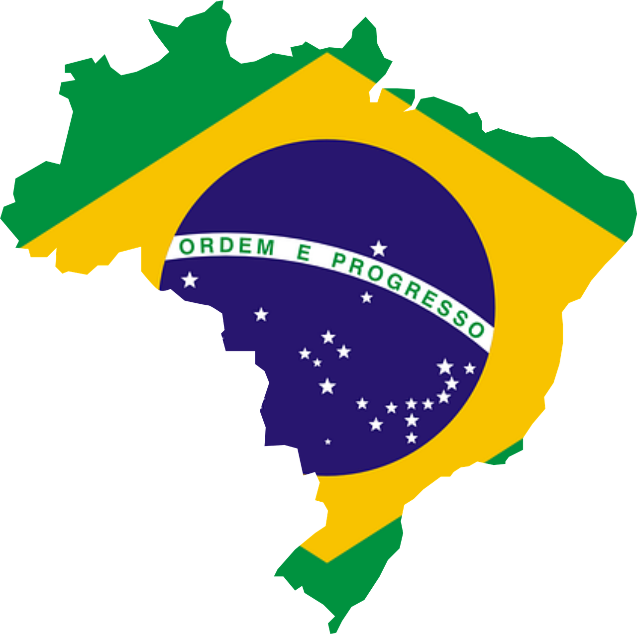 Brazil Map Shaped Flag Clipart