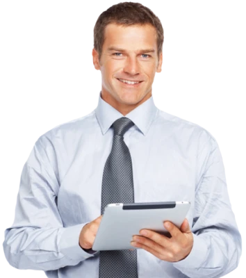 Businessman Using Tablet PNG Image