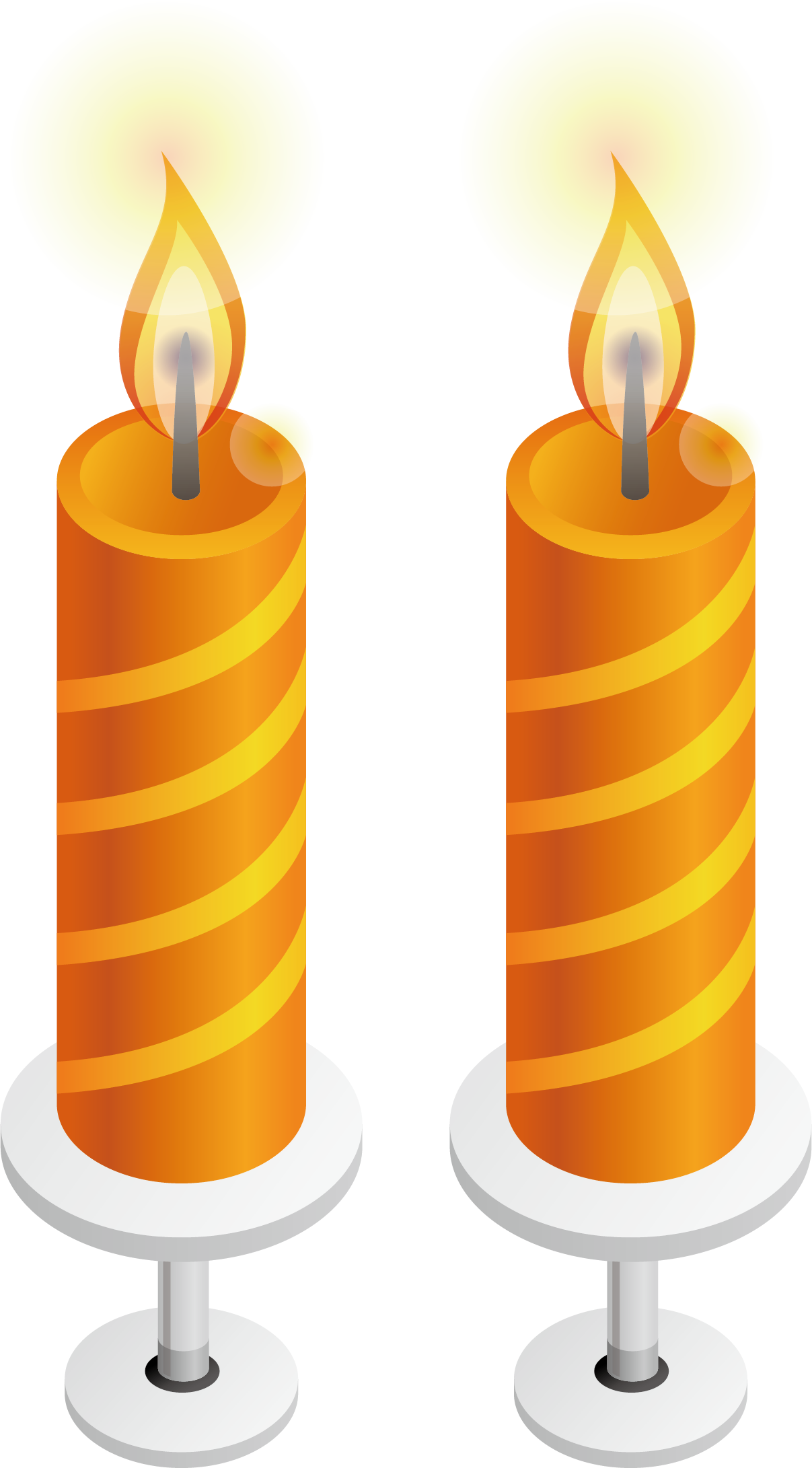 Two Orange Candles Burning Clipart