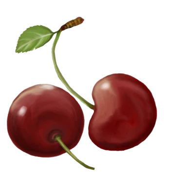 Two Red Cherries with Leaf Free PNG